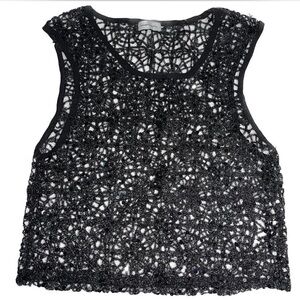 Alexander Digenova woven sequined black tank top